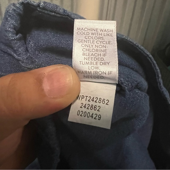 J.Jill Love pull on Linen cropped wide leg Pants blue sz 8 petite - Picture 8 of 15